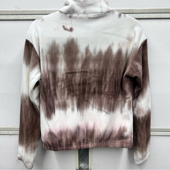 NWT Justify Quarter Zip Polar Fleece Gorpcore Tie Dye Brown & White Size Small - Picture 2 of 7